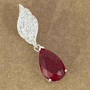 Stunning 3CT 14x9MM Garnet Pear Shape Tear Drop 925 Silver Pendant